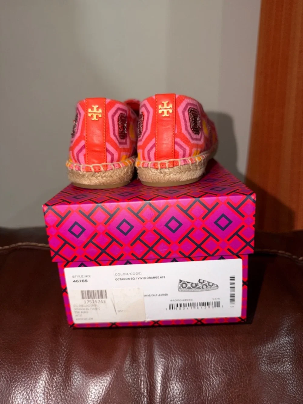 ‼️Tory Burch Cecily Embellished Espadrilles Flats geometric print with sequins